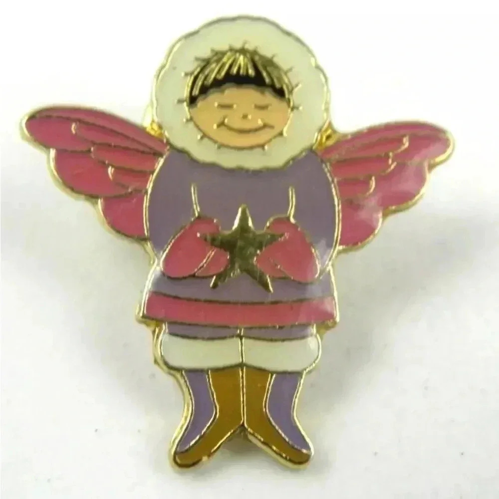 Vintage Alaskan Angel Child Pin Alaska Eskimo Star Hat Lapel